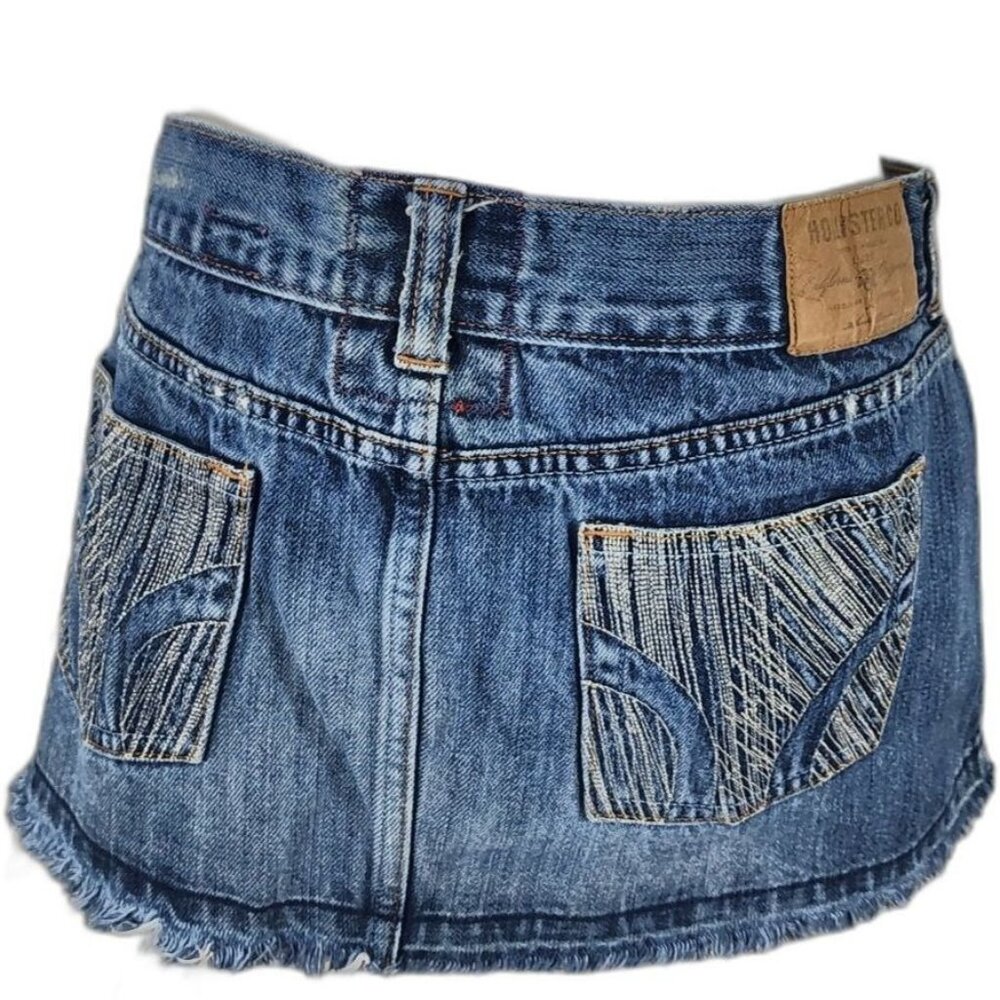 Hollister distressed raw hem embellished micro mini skirt